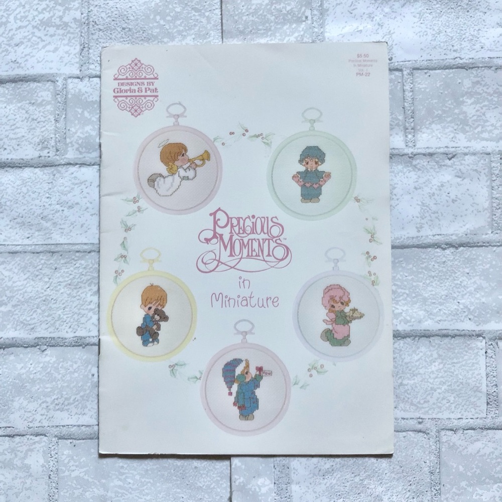 Vintage Precious Moments Cross Stitch Book 1989 Christmas Miniature Ornaments